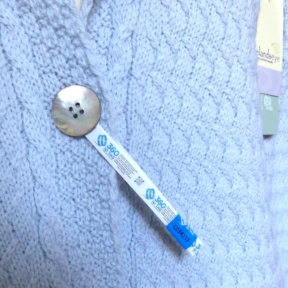 Ireland's Eye Glangevlin 1 Button Lattice Weave Long Cardigan Sweater Ice Blue S - Picture 12 of 16